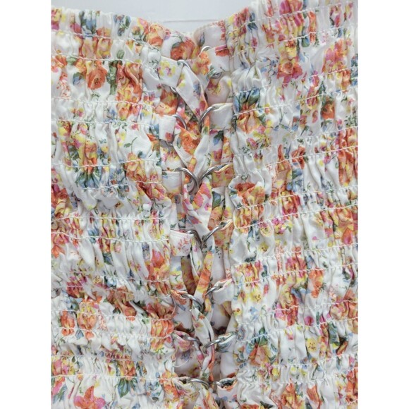 American Eagle Crop Top‎ Smocked Cami Size M Pink Floral - Picture 5 of 9